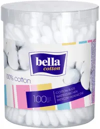 Bella Bețișoare pentru urechi, cutie rotundă, cu mâner de hârtie, 100 buc