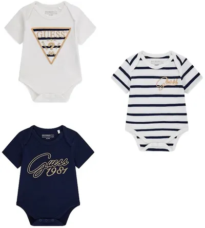 Set body cu mânecă scurtă Guess - Imprimeuri cu dungi, multicolor, 0-3 luni