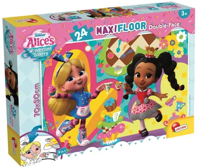 Puzzle cu două fețe Lisciani de colorat din 24 piese - Alice în Țara Minunilor cofetăriei