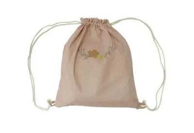 Set paturica, perna si rucsac Somnart cu broderie din in crem