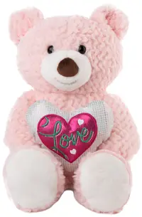Jucărie de pluș Amek Toys - Ursul roz cu inimă, 30 cm