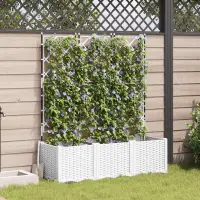 vidaXL Vază pentru Grădină 3 buc. Alb 120 x 40 x 143 cm PP