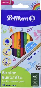 Un set de creioane bicolore Pelikan - 24 de culori, rotunde