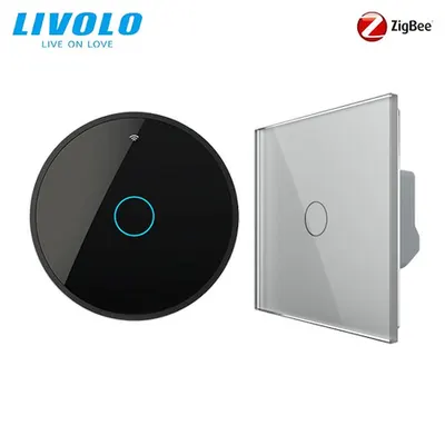 Intrerupator simplu wireless Zigbee generatia noua + hub Zigbee, control de pe smartphone Gri