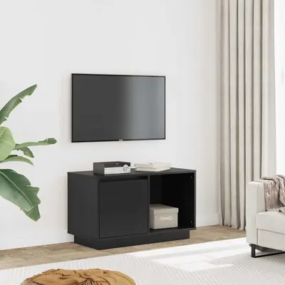 vidaXL Comodă TV, negru, 74x35x44 cm, lemn masiv de pin