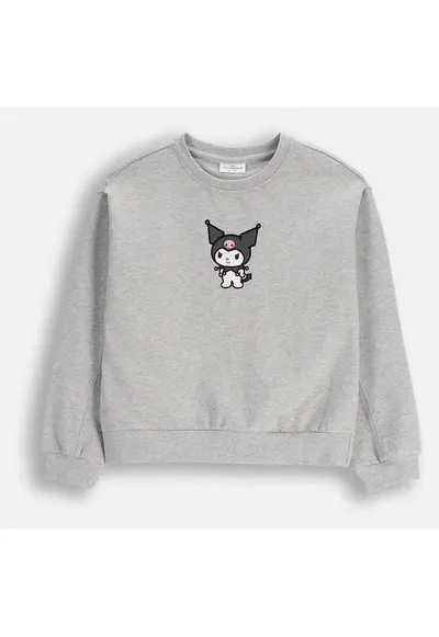 Hanorac gri - cu imprimeu Hello Kitty - pentru fete - material moale