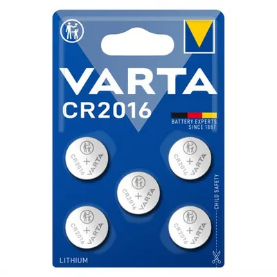 Baterii litiu 3V CR2016 90mAh, 5 Buc. Varta