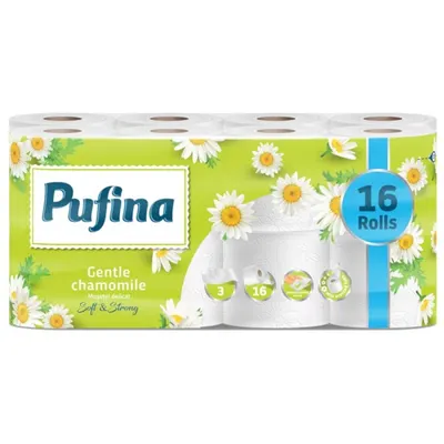 Hartie Igienica Pufina Lux, Musetel, 3 Straturi, 16 Role