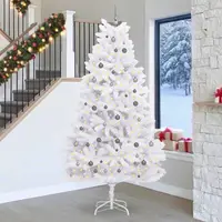 vidaXL Brad de Crăciun artificial 270 cm PVC și Oțel Alb