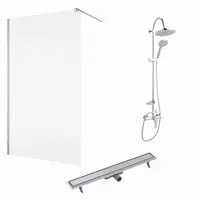 Set paravan dus 80x200 cm Aquaperle, Easy Sanswiss, rigola cu capac faiantabil reversibil din otel si coloana dus crom