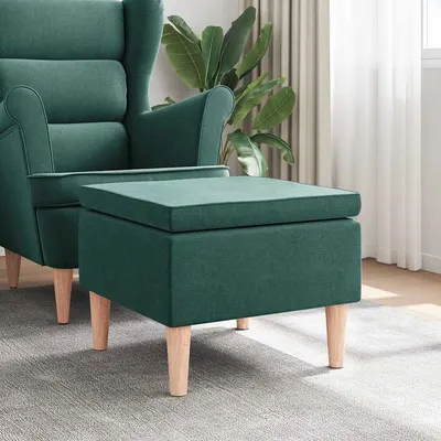 vidaXL Scaun cu picioare din lemn, verde închis, material textil
