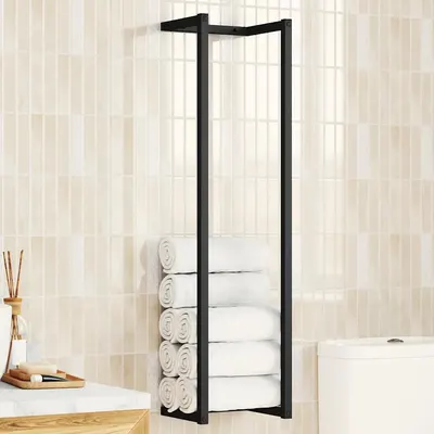 vidaXL Suport de prosoape, negru, 25x20x95 cm, fier