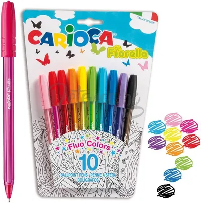 Carioca - Set de stilouri Fiorella Fluo, 10 culori