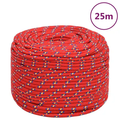 vidaXL Frânghie de barcă, roșu, 10 mm, 25 m, polipropilenă