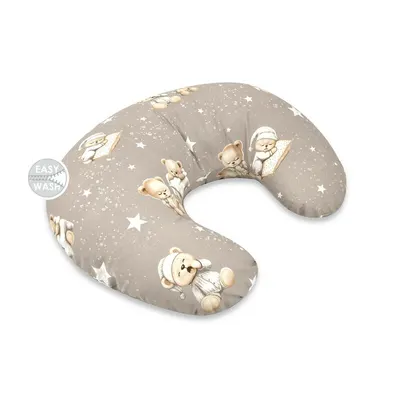 Perna pentru alaptat, MimiNu, Din bumbac certificat Oeko Tex Standard 100, Cu husa detasabila, Cu fermoar securizat, Circumferinta 155 cm, Bedtime story beige
