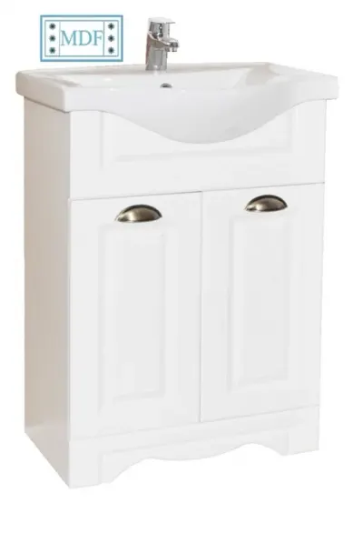 Set Baza front MDF si Lavoar seria 172, 55 cm, alb rustic
