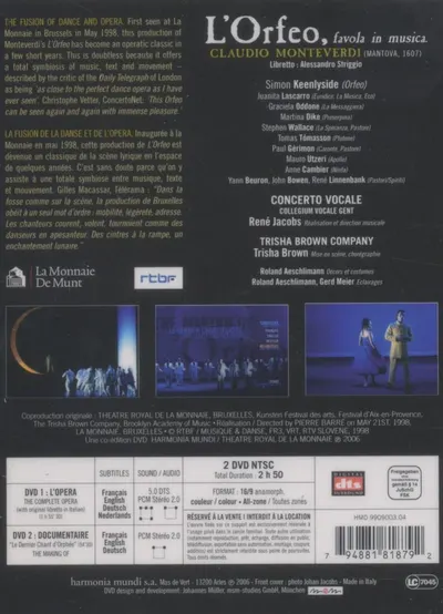 Claudio Monteverdi: L'Orfeo (DVD) | Simon Keenlyside, Graciela Oddone, Stephen Wallace, Collegium Vocale Gent, Rene Jacobs