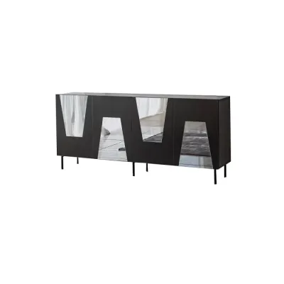 Comoda VENICE, negru + fum, 180x40x80 cm