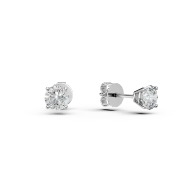 Cercei solitaire din aur alb cu diamante de 1.06ct