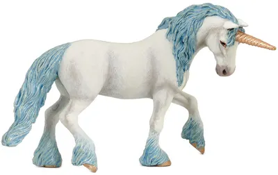 Figurina Papo The Enchanted World – Unicorc cu coama albastra