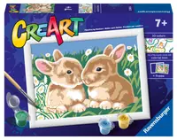 Set de pictură pe numere Ravensburger CreArt - Iepurași și flori