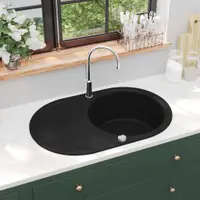 Gossi chiuveta de bucatarie din granit cu o cuva, negru, oval