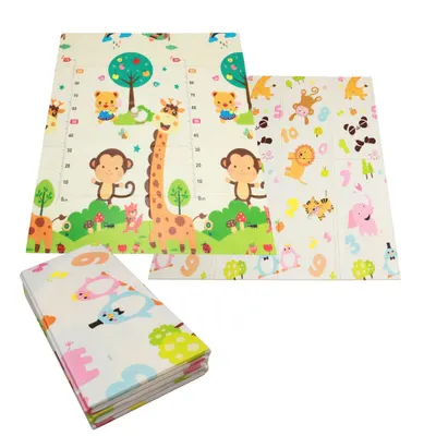 Bebeluși Covor de Joacă Pliabil 150x180x1 cm Maimuțe Girafă Multicolor