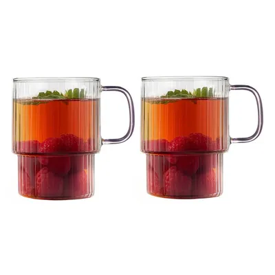 Căni roz 2 buc. pentru cappuccino din sticlă 350 ml Livio – Vialli Design