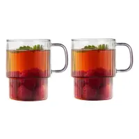 Căni roz 2 buc. pentru cappuccino din sticlă 350 ml Livio – Vialli Design