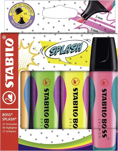 Set de etichete text Stabilo Boss Splash - 4 culori