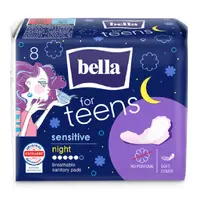 Absorbante igienice Teens Sensitive night, 8 bucati, Bella