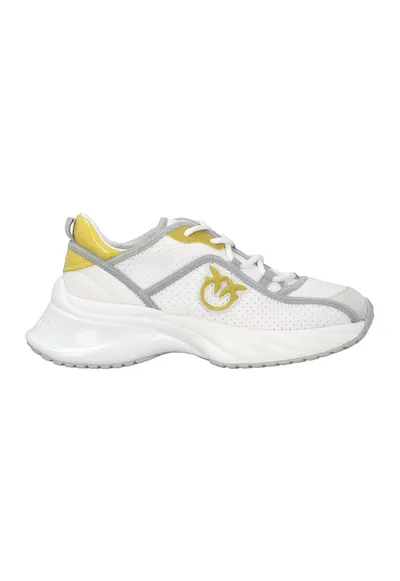 Pantofi sport wedge cu perforatii - Alb/Gri deschis/Galben mustar