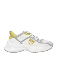 Pantofi sport wedge cu perforatii - Alb/Gri deschis/Galben mustar