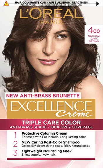L'Oréal Excellence Vopsea de păr, 400 Natural Dark Brown