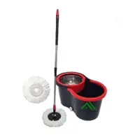 Set galeata cu storcator si mop rotativ PAA-home®, coada mop metal telescopia 360 grade rotatie, mop, cos stoarcere detasabil, orificiu scurgere apa s