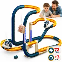 Set Traseu Electric cu Masinute pentru Copii 4-6 Ani, Albastru - Default Title
