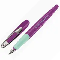 Stilou plastic cu patron, grip ergonomic HERLITZ My.Pen mov/turcoaz