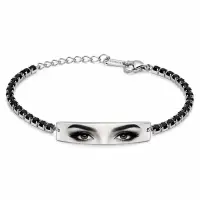 Bratara Personalizata Eyes Tennis Black Cu Argint