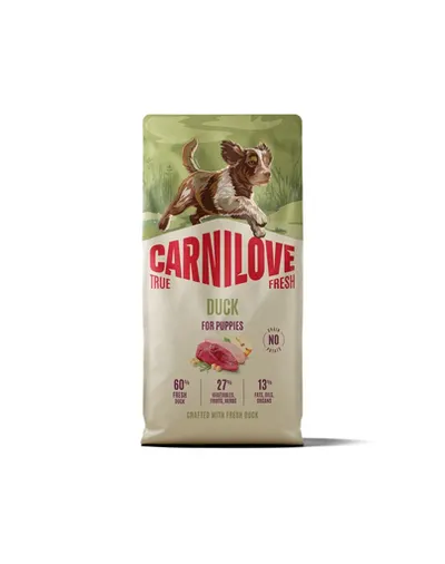 Hrană cățeluși CARNILOVE True Fresh Dog Duck Puppies 12 kg cu rață