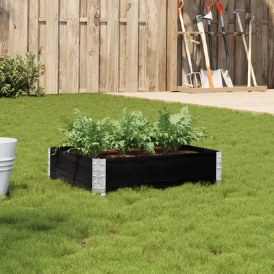 Gossi jardiniera de gradina, negru, 80x60 cm, lemn masiv pin