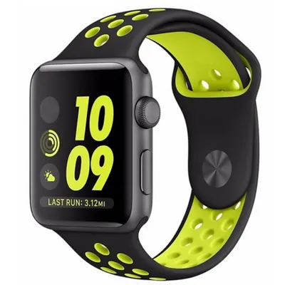 Curea Sport perforata pentru Apple Watch, Silicon, Negru-Verde - 44/45/46/49 mm , Medie Engros