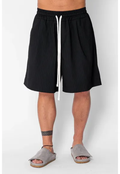 Pantaloni scurti Oversized stripe Black 21461 - Negru