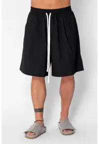 Pantaloni scurti Oversized stripe Black 21461 - Negru