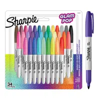 Marker permanent 0.9mm varf rotund, 34culori/set, Sharpie Glam Pop