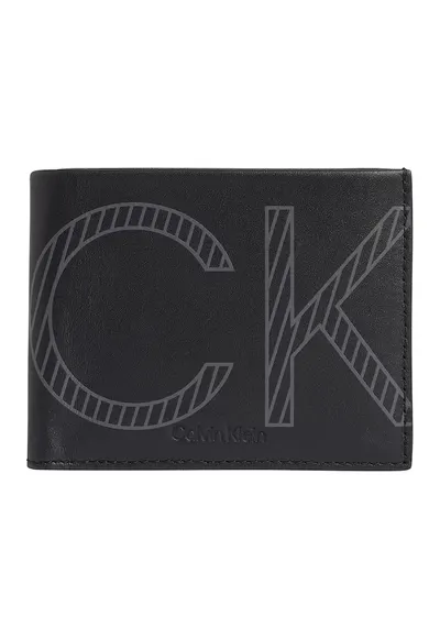 Portofel de piele cu logo - Negru