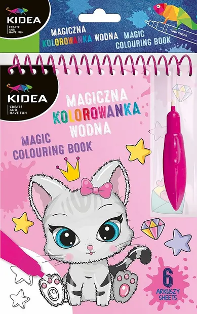 Carte de colorat cu apa Kidea - Pisica