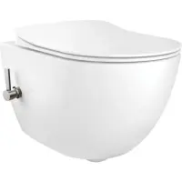 Vas wc cu functie de bideu incorporat si baterie, alb, Peonia Zero, Deante