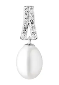 Pandantiv argint cu perla naturala si zirconia pavé - Cloche