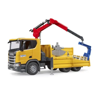 Camion cu macara si 2 paleti Bruder Scania 03551
