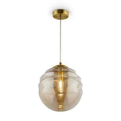 Corp de iluminat susendat Vinare - H(min) 375mm, H(max) 1475mm, ⌀ 250mm , Amber, 1 X E14 (40W), Metal, Glass, IP20, 1.3kg